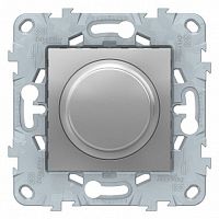 Светорегулятор поворотно-нажимной UNICA NEW, 200 Вт, алюминий | код. NU551630 | Schneider Electric